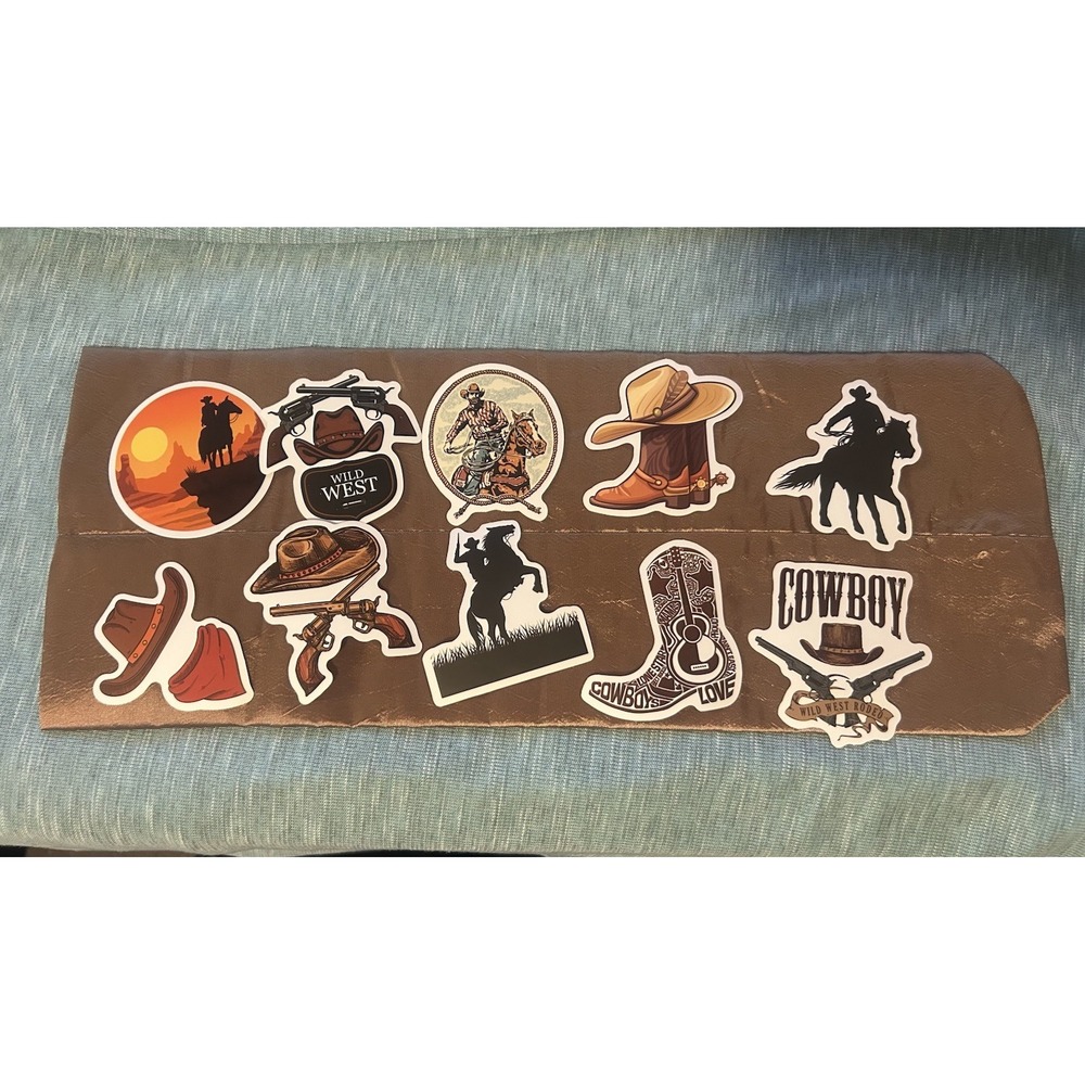 Western Themed Lot Of Stickers (10) + Bonus Extra Cowboy, Western, Horse ALL NEW